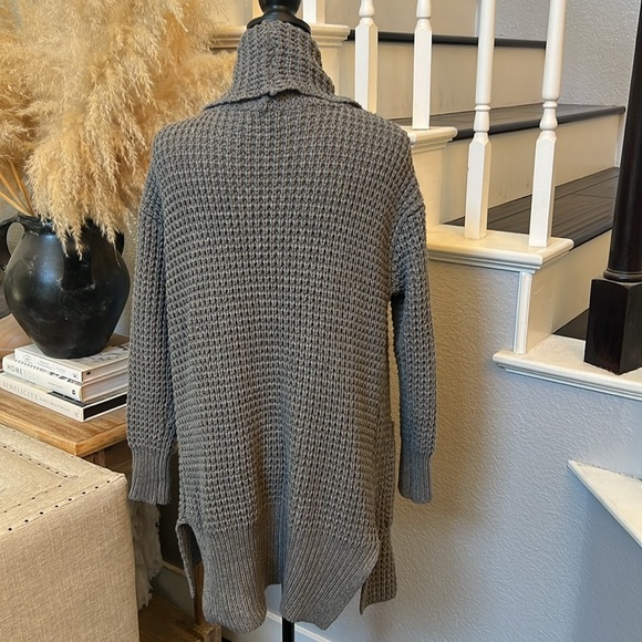 POL Chunky Chenille Knit Cardigan Grey Oversized Crochet Cabincore Cozy Large - Picture 5 of 8